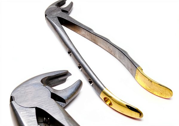 Dental Serrated Extraction Forceps MD4 Gold Handle Stainless Steel-0
