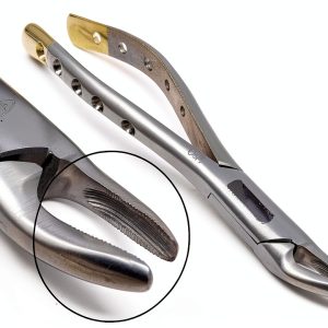 A2ZSCILAB Dental Serrated Forceps #150 – Gold Handle, Stainless Steel-0
