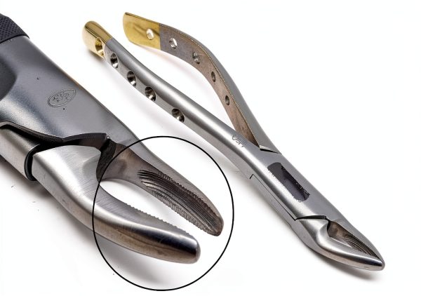A2ZSCILAB Dental Serrated Forceps #150 – Gold Handle, Stainless Steel-0