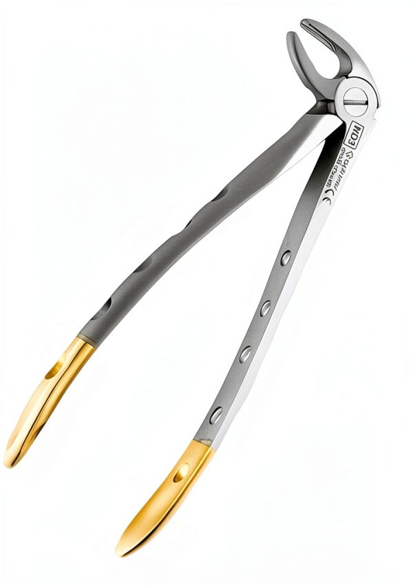Dental Extracting Serrated Forceps WSI - Gold Handle Stainless Steel-0